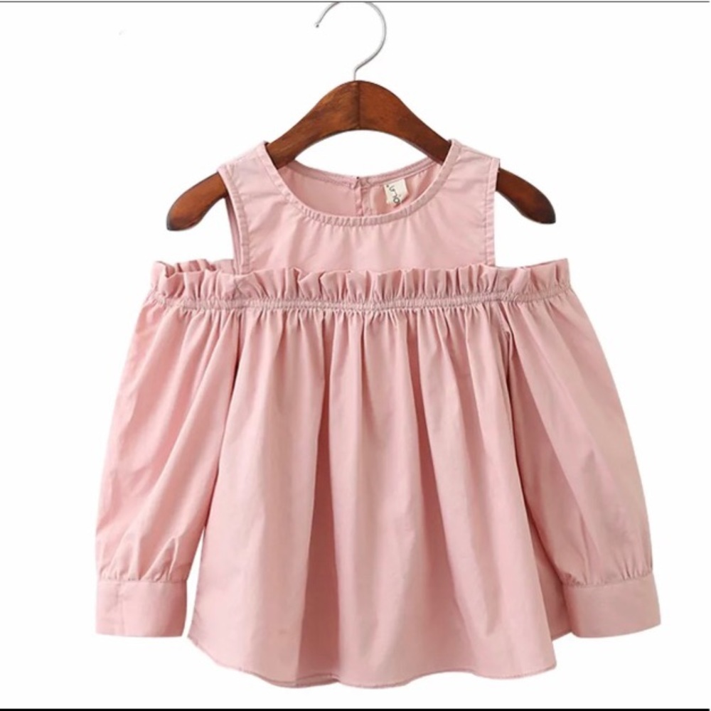 NWT Girls Solid Peach Split Shoulder Spring Top